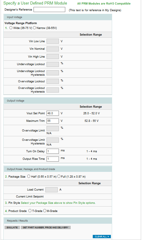PowerBench gives designers the ability to fine-tune user-configurable PRM modules Vicor PowerBench